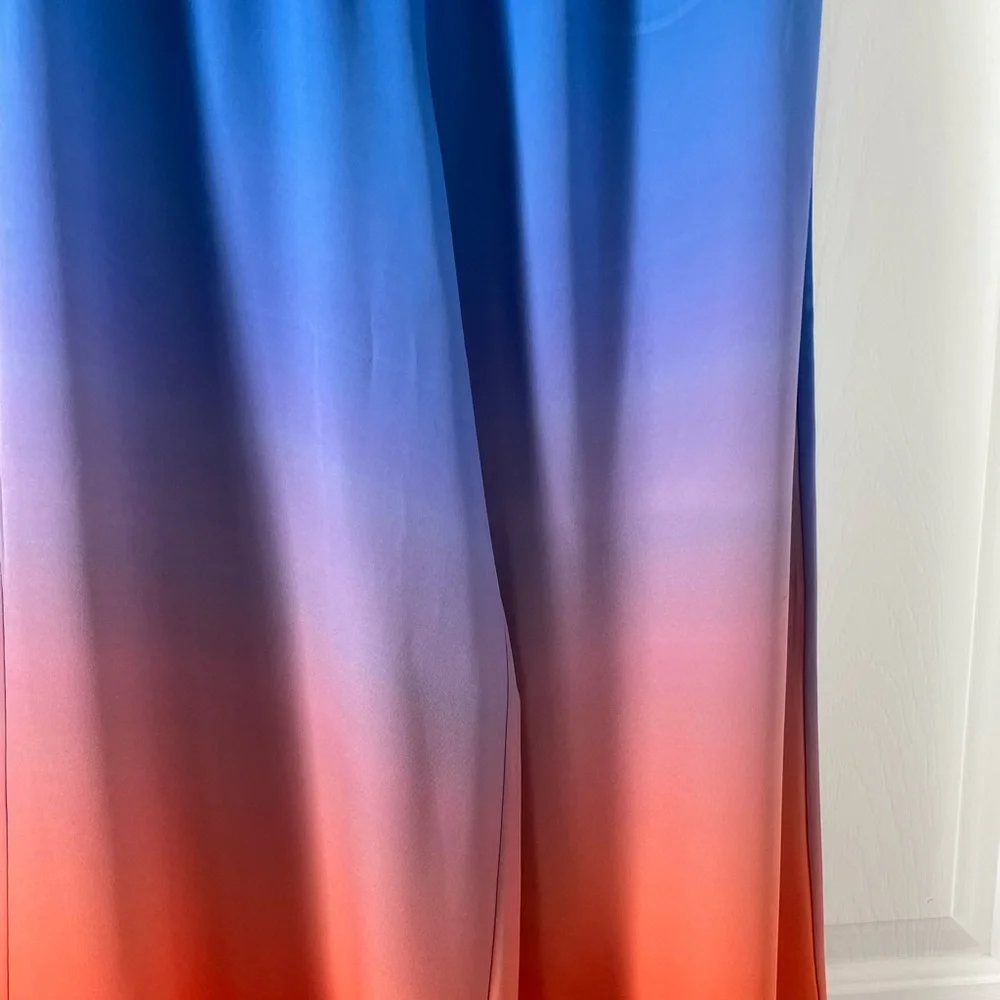 Asos Weekday Women's Blue & Orange design draw string wide legs Pants Size 36 - Picture 9 of 15